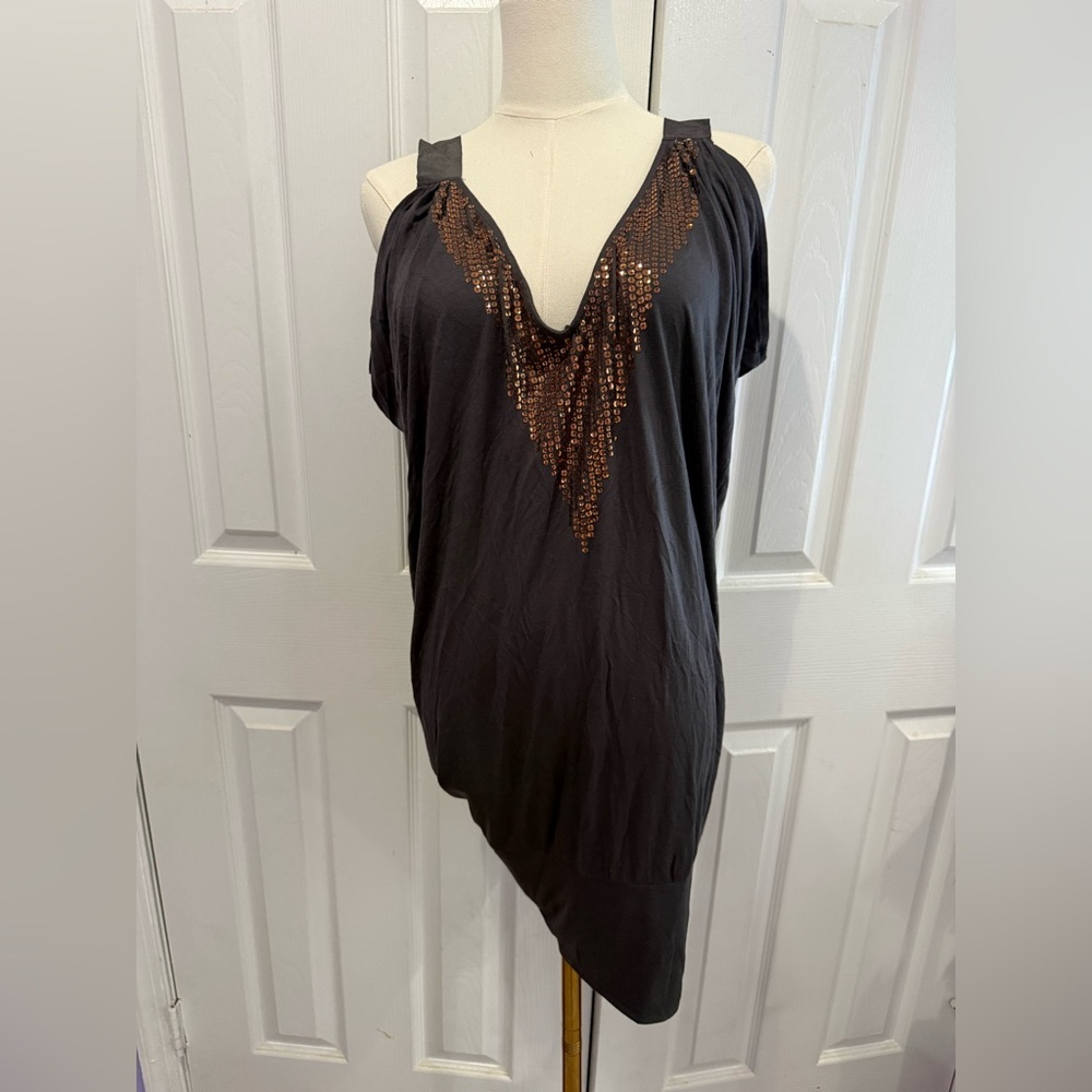 Express Bronze Sequin V-Neck Top